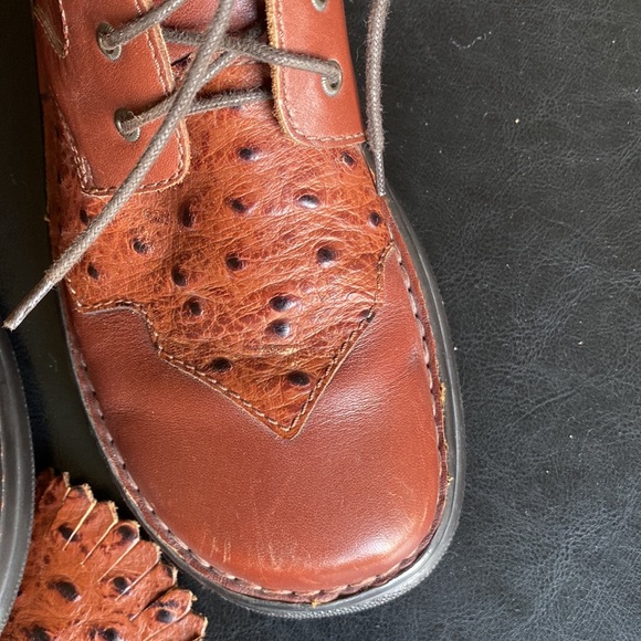 “DOUBLE H” Lace-up Boots Chestnut Colour Smooth & Ostrich with Kilties Size 9.5 - Picture 6 of 14